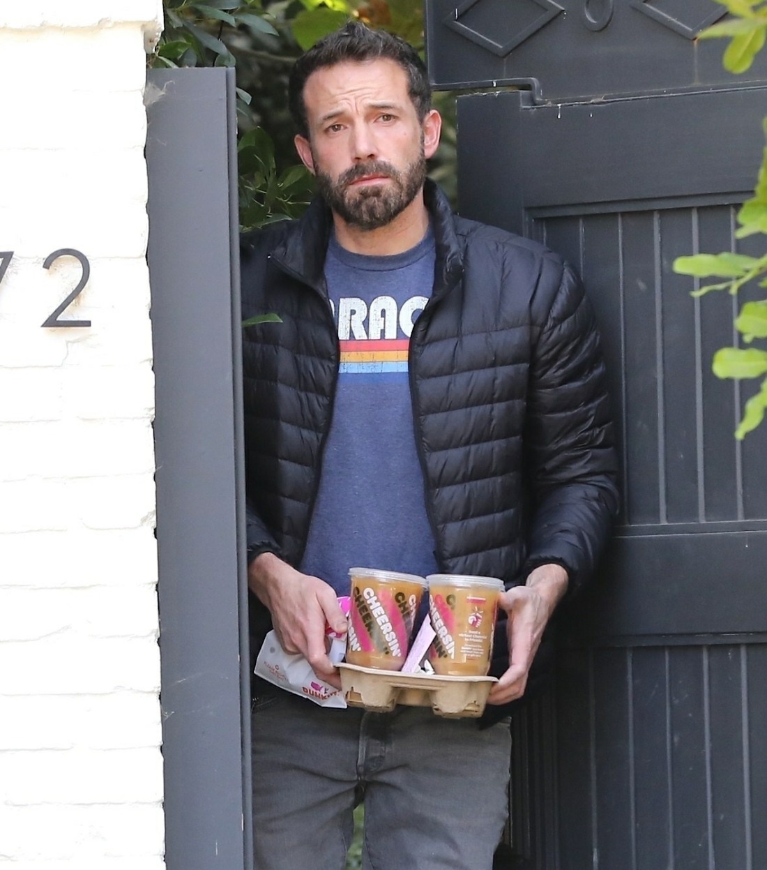 Ben Affleck pictured picking up his favorite coffee delivery!