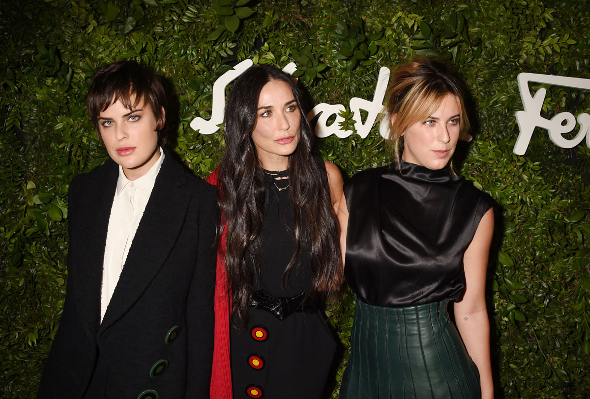 Tallulah Willis; Demi Moore; Scout Willis at the Salvatore Ferragamo 100 Years In Hollywood celebration at the newly unveiled Rodeo Drive flagship Salvatore Ferragamo boutique in Beverly Hills
