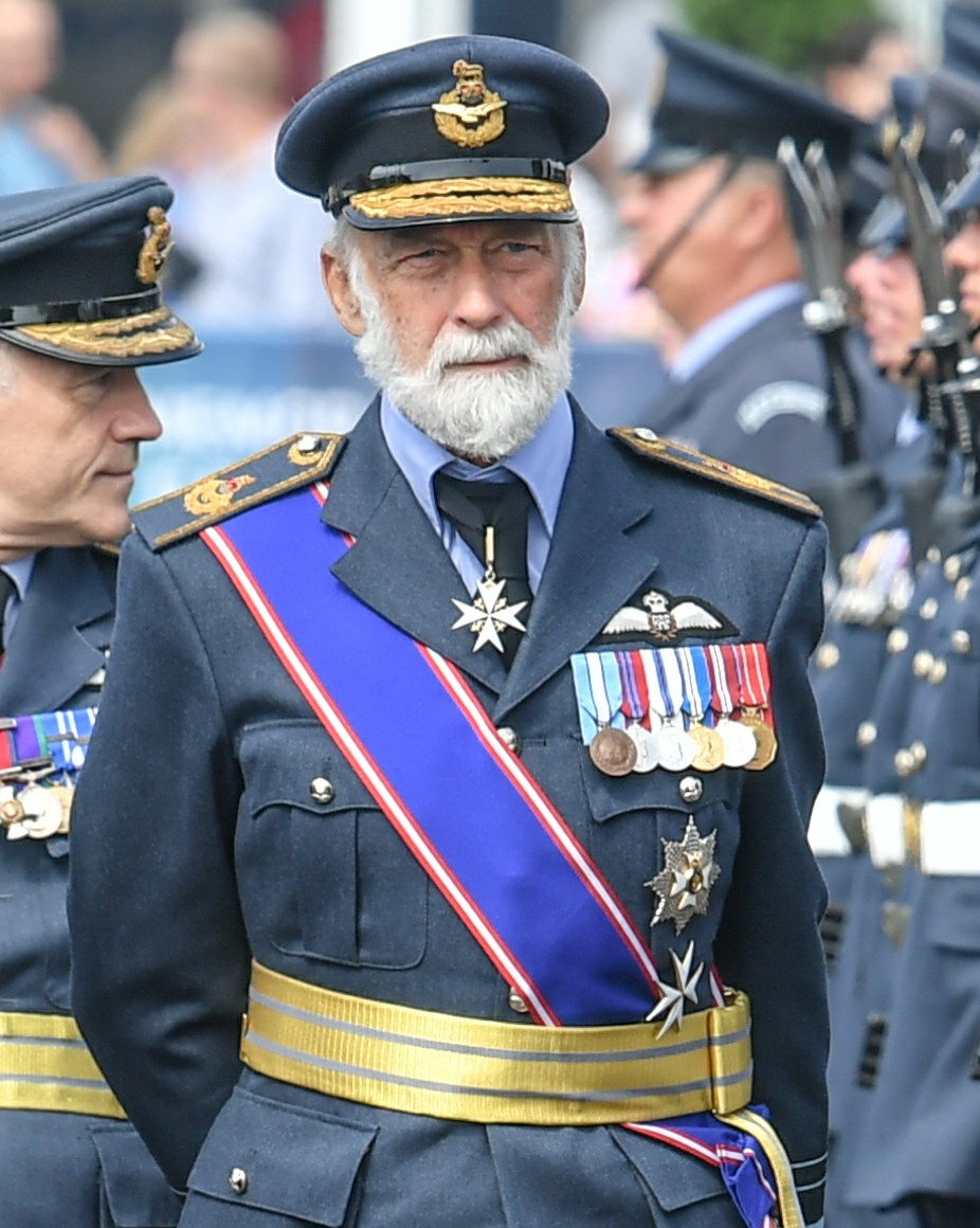 HRH Prince Michael of Kent  inspects the guard of honour  at the Royal Parade, Royal International Air Tattoo, Fairford, Gloucestershire, UK