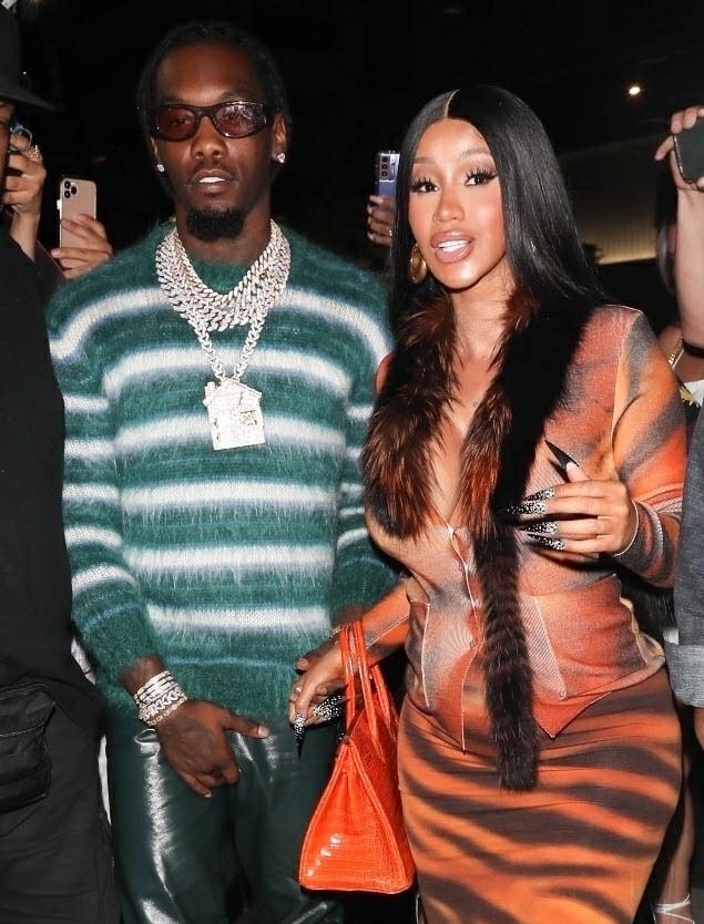 Cardi B proudly flaunts her growing bump while grabbing dinner with Offset after surprise Baby Announcement!