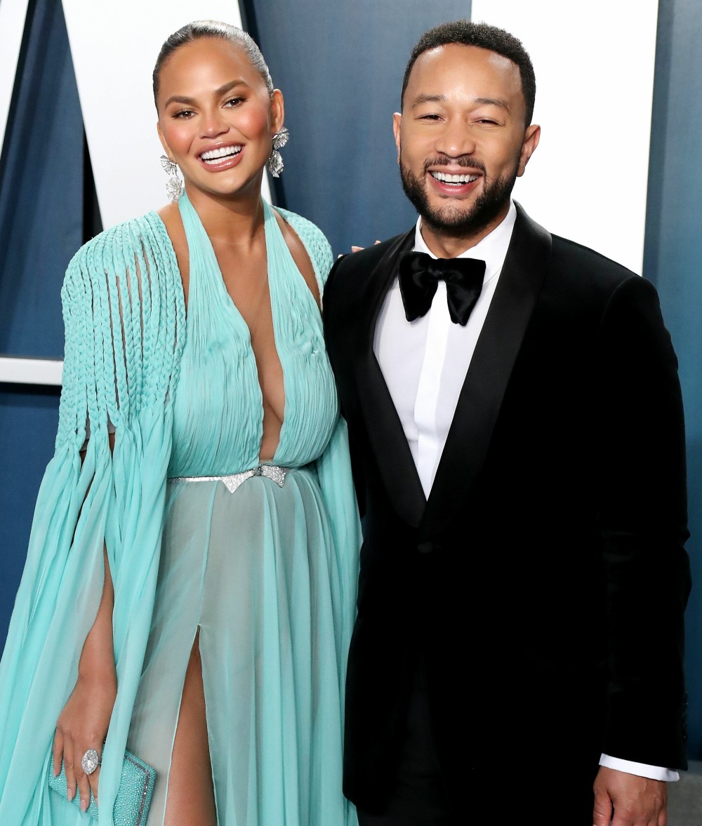 Chrissy Teigen and John Legend arrive at the 2020 Vanity Fair Oscar Party held at the Wallis Annenbe...
