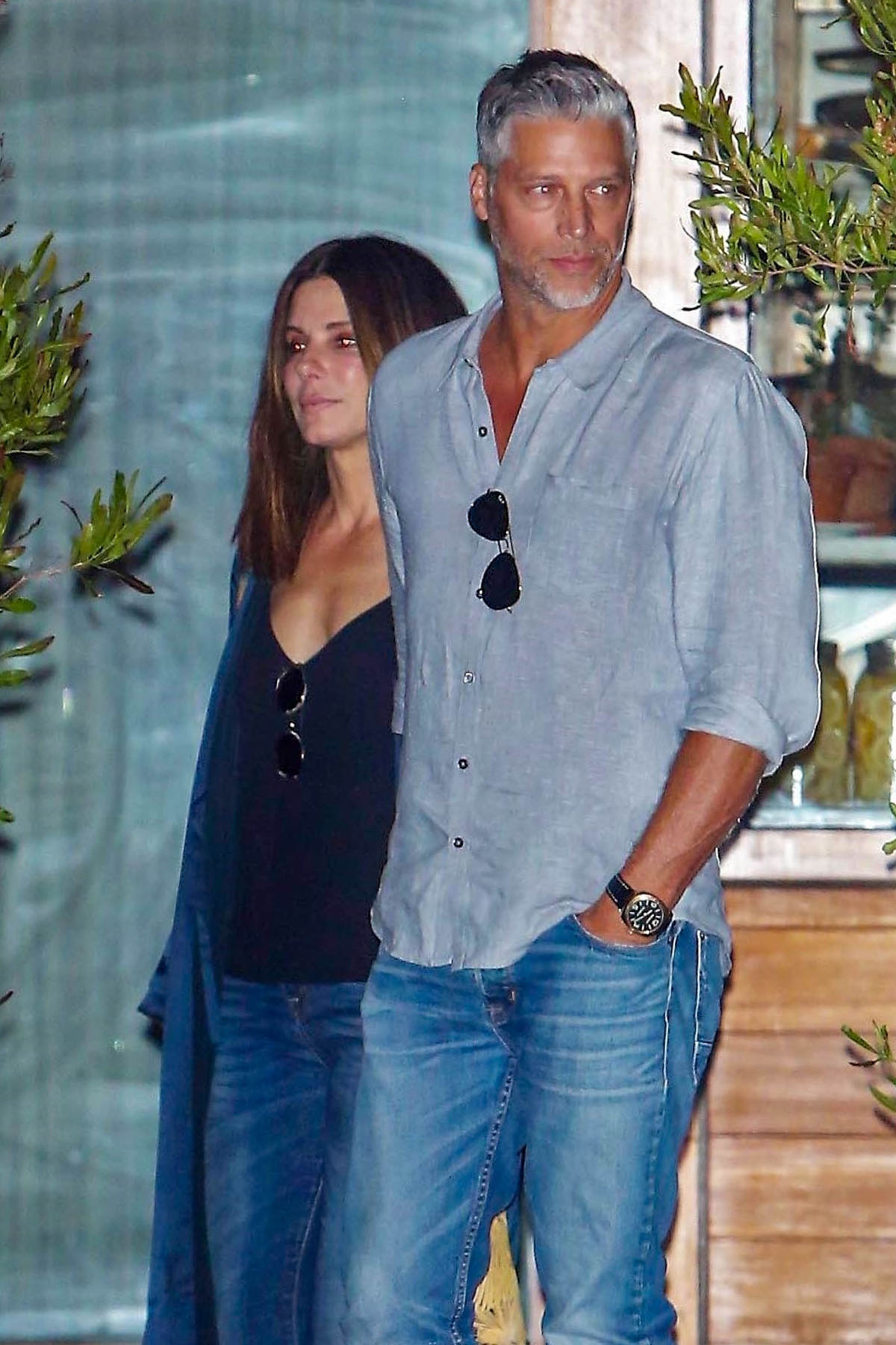 Sandra Bullock and Bryan Randall leaving Malibu Soho House