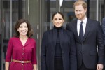 Prince Harry and Meghan Markle are seen after a visit to One World Observatory with Governor Hochul and Mayor de Blasio
