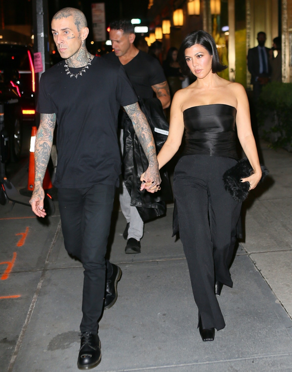 Kourtney Kardashian and Travis Barker head to the Broadway play ''Hadestown'' after dinner at The Polo Bar