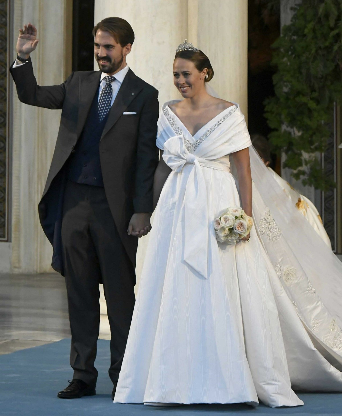 Prince Philippos of Greece and Denmark and Nina Flohr pictured at their wedding