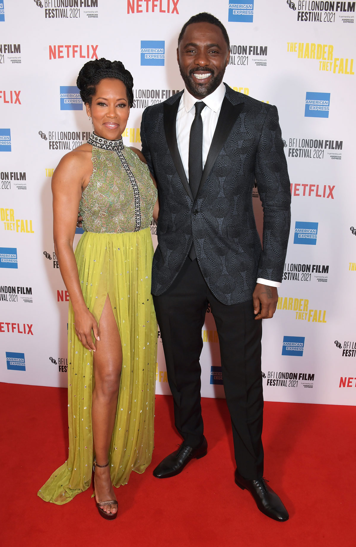 Regina King and Idris Elba attend the Opening Night Gala for The Harder They Fall