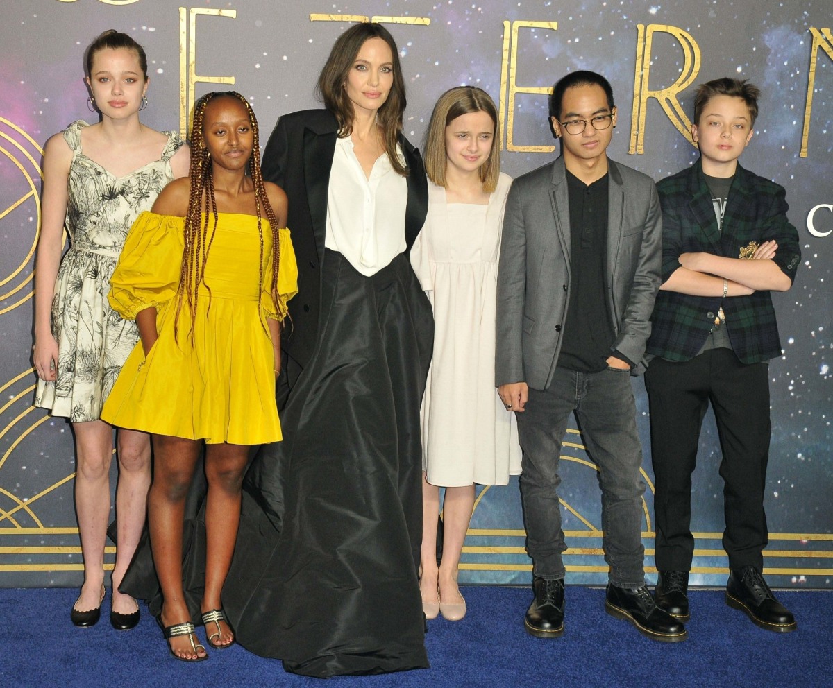 Angelina Jolie with her 5 kids at the "Eternals" UK gala screening