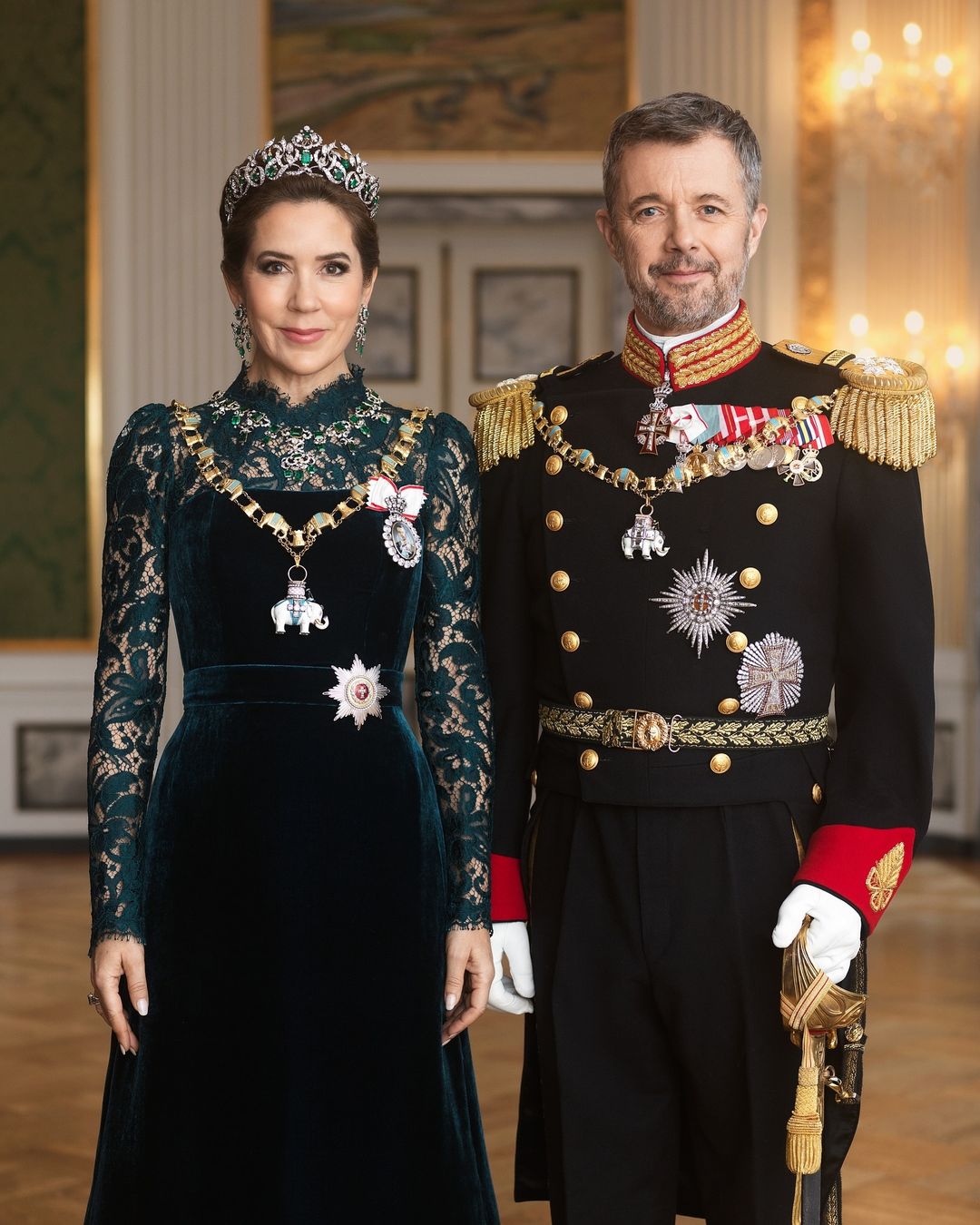 Queen Mary wears the emerald & diamond Danish crown jewels in a new portrait