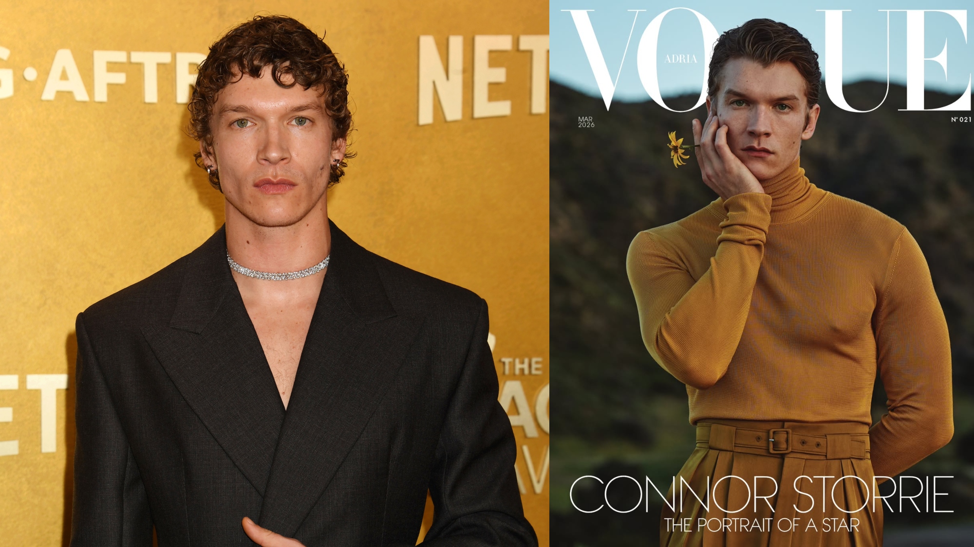 Connor Storie on the cover of Vogue Adria and at the Actor Awards