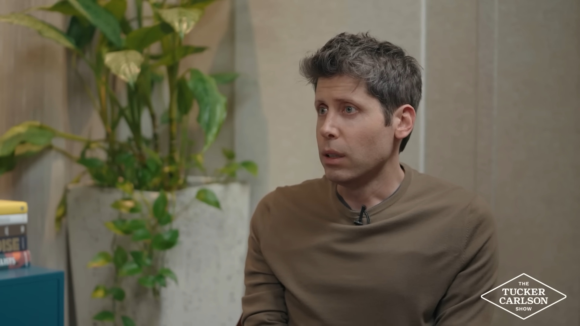 Screenshot of Sam Altman on the Tucker Carlson Network responding to rumors that a former OpenAI employee, turned whistleblower, was murdered