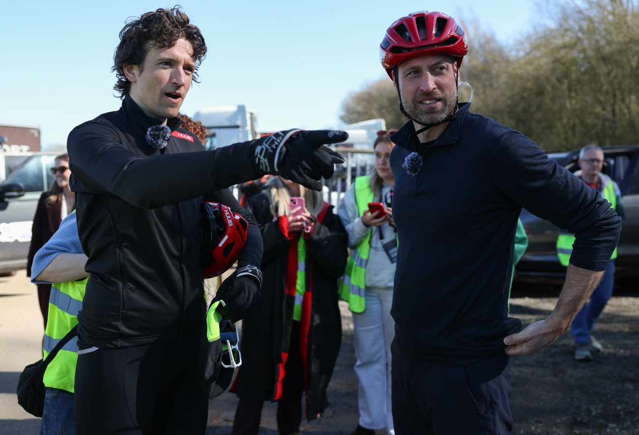 Prince William dropped by to ride a tandem bike with Greg James for Comic Relief