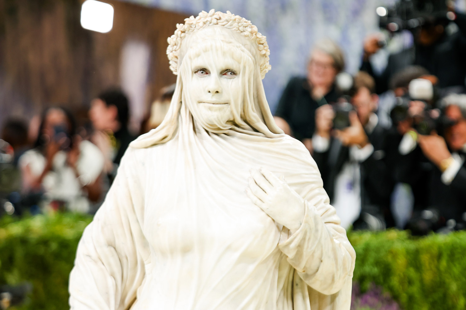 Heidi Klum as a statue at the Met Gala