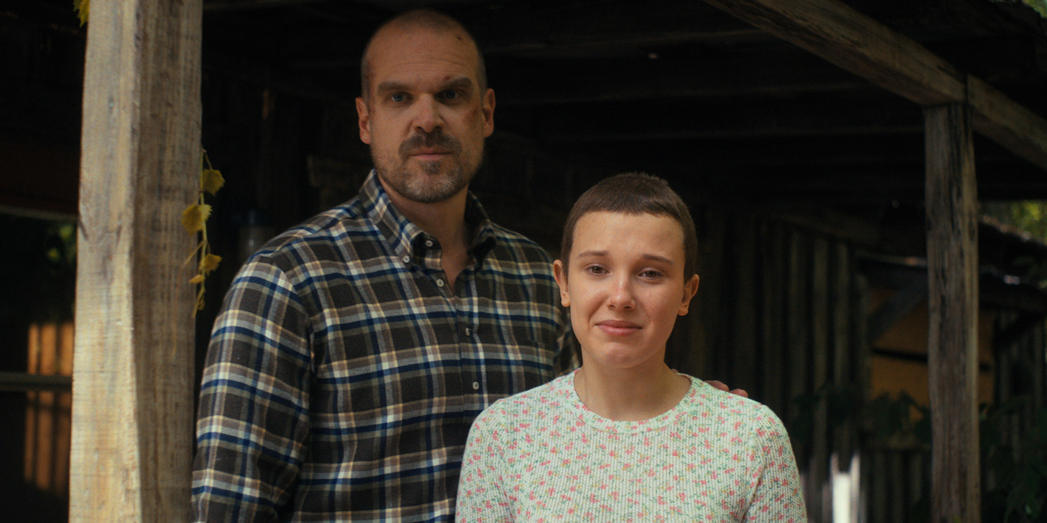 David Harbour and Millie Bobby Brown on Stranger Things