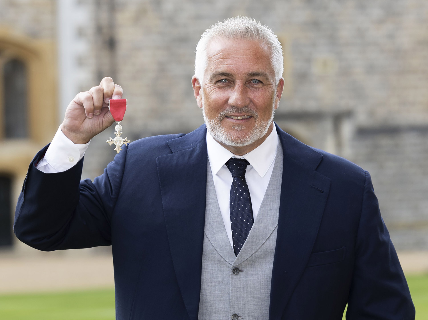 Celebrity chef Paul Hollywood with his MBE after an Investiture at Windsor Castle, United Kingdom 4-17-24