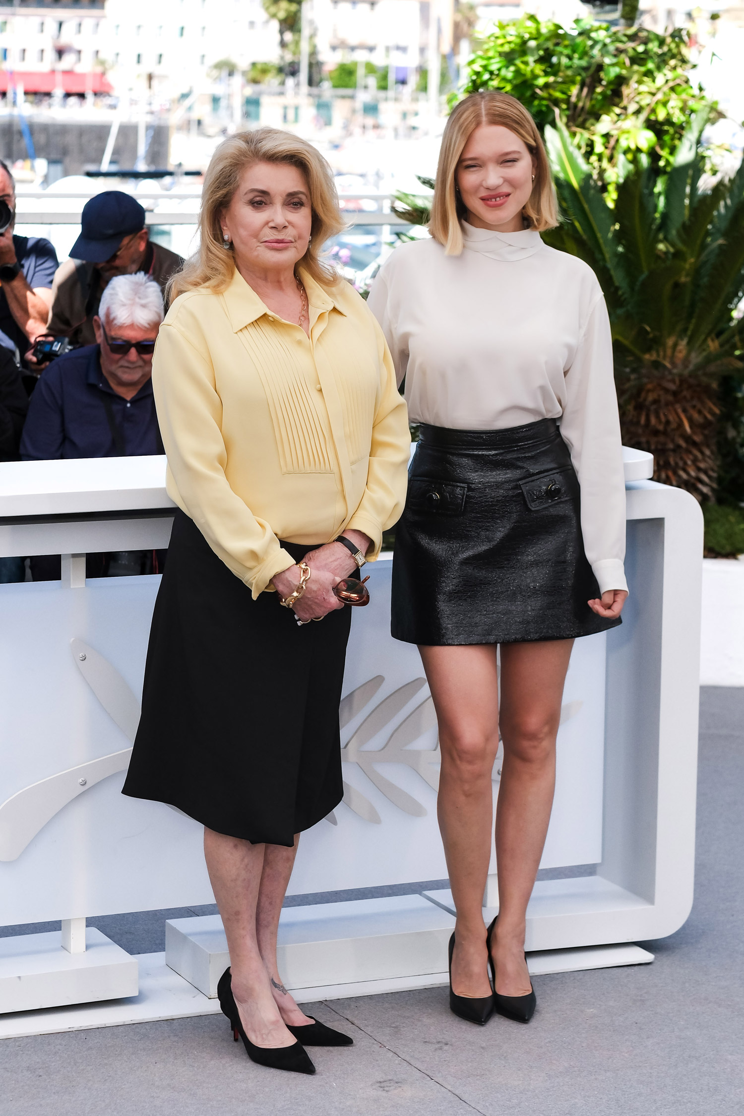 Léa Seydoux and Catherine Deneuve at a Gentle Monster photocall