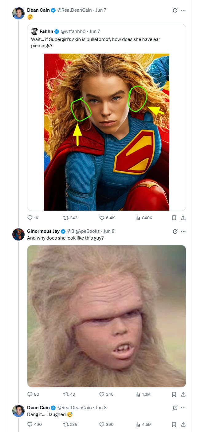 Screenshot of Dean Cain's Tweet