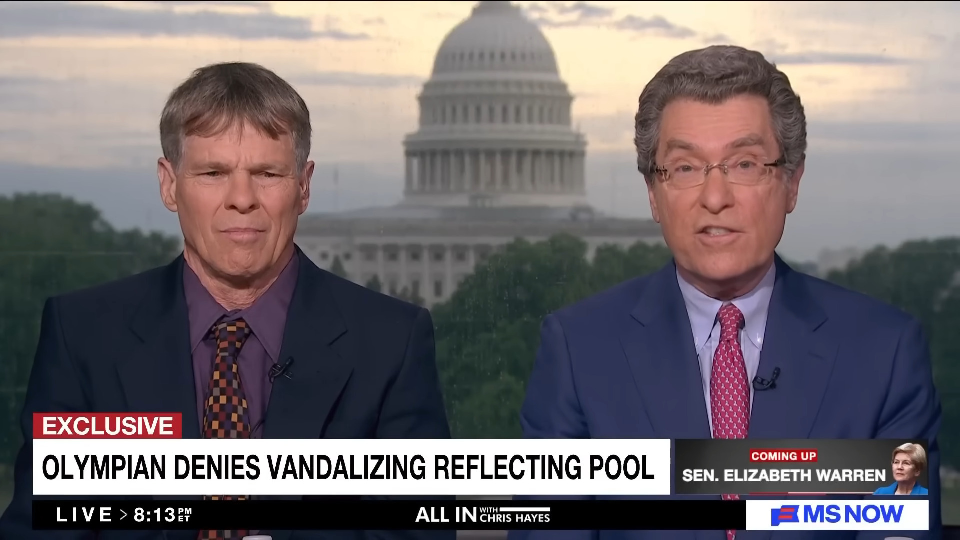 Screenshot of David Hearn and his lawyer on MSNBC