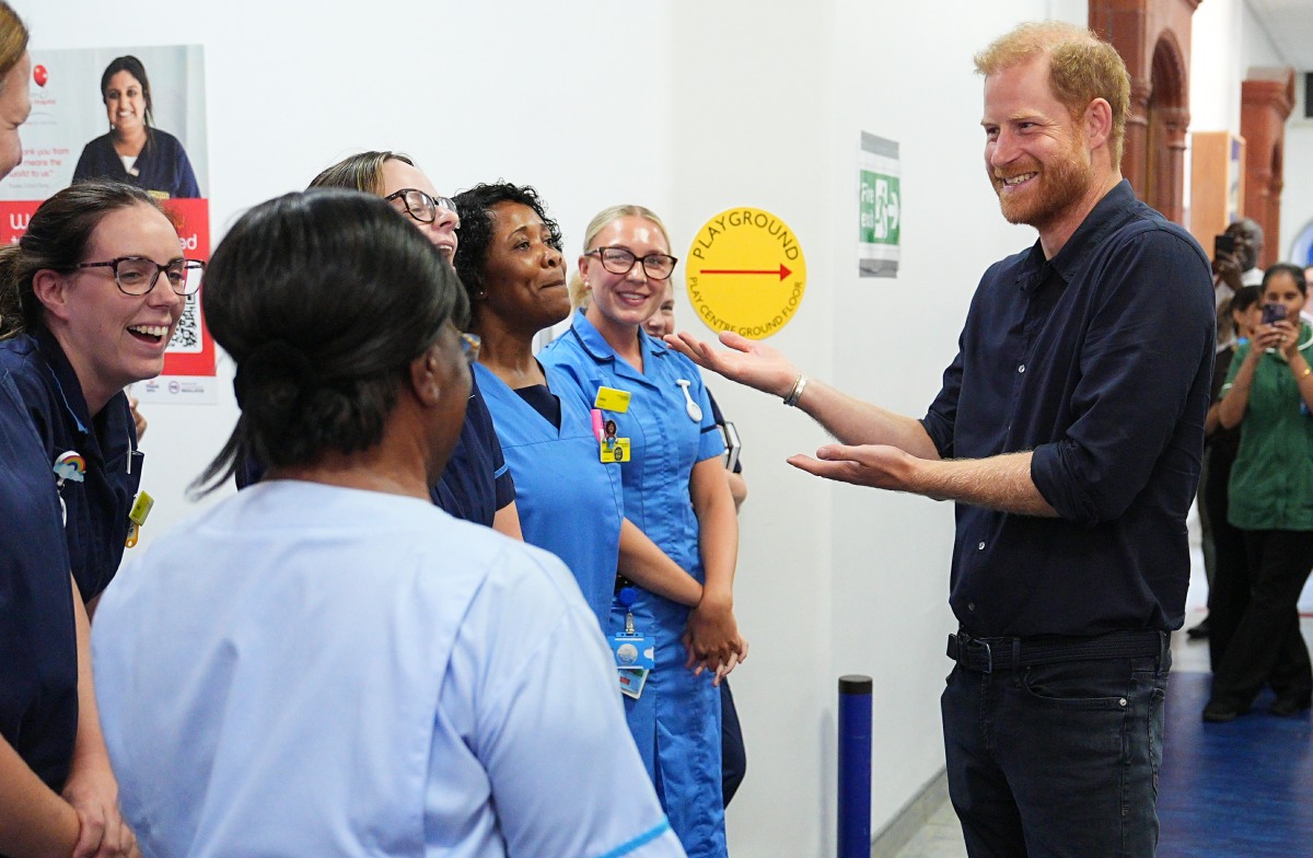 Harry visiting a Children's Hospital in Birmingham recently
