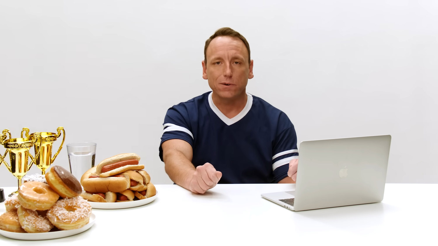 Screenshot from Joey Chestnut answering questions for Wired
