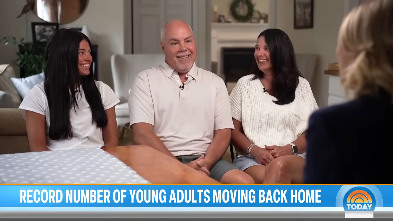 Photo of young adult daughter, father and mother in a screenshot from The Today Show