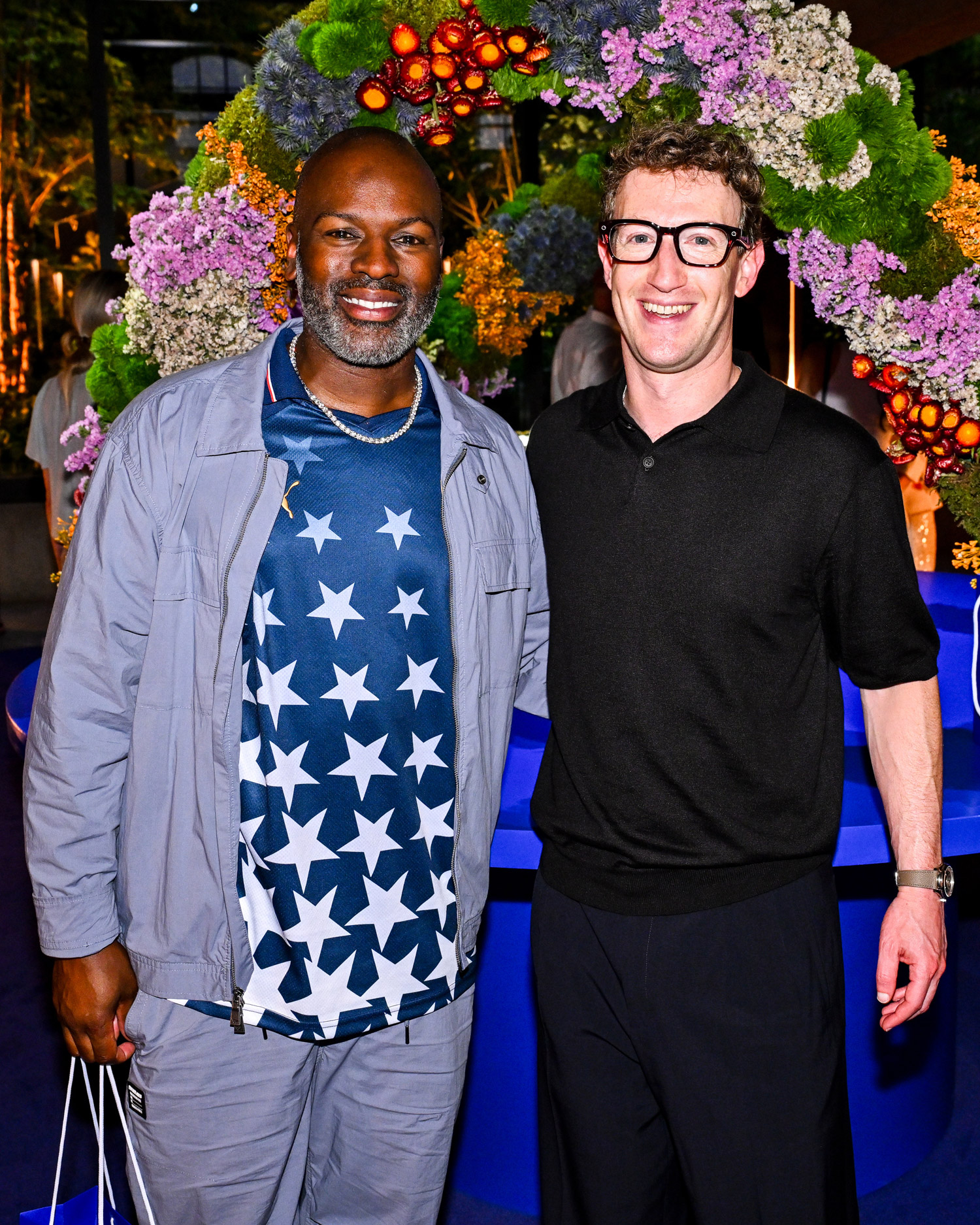 Corey Gamble, Mark Zuckerberg at the Meta Glasses launch party in New York City, 6-24-26