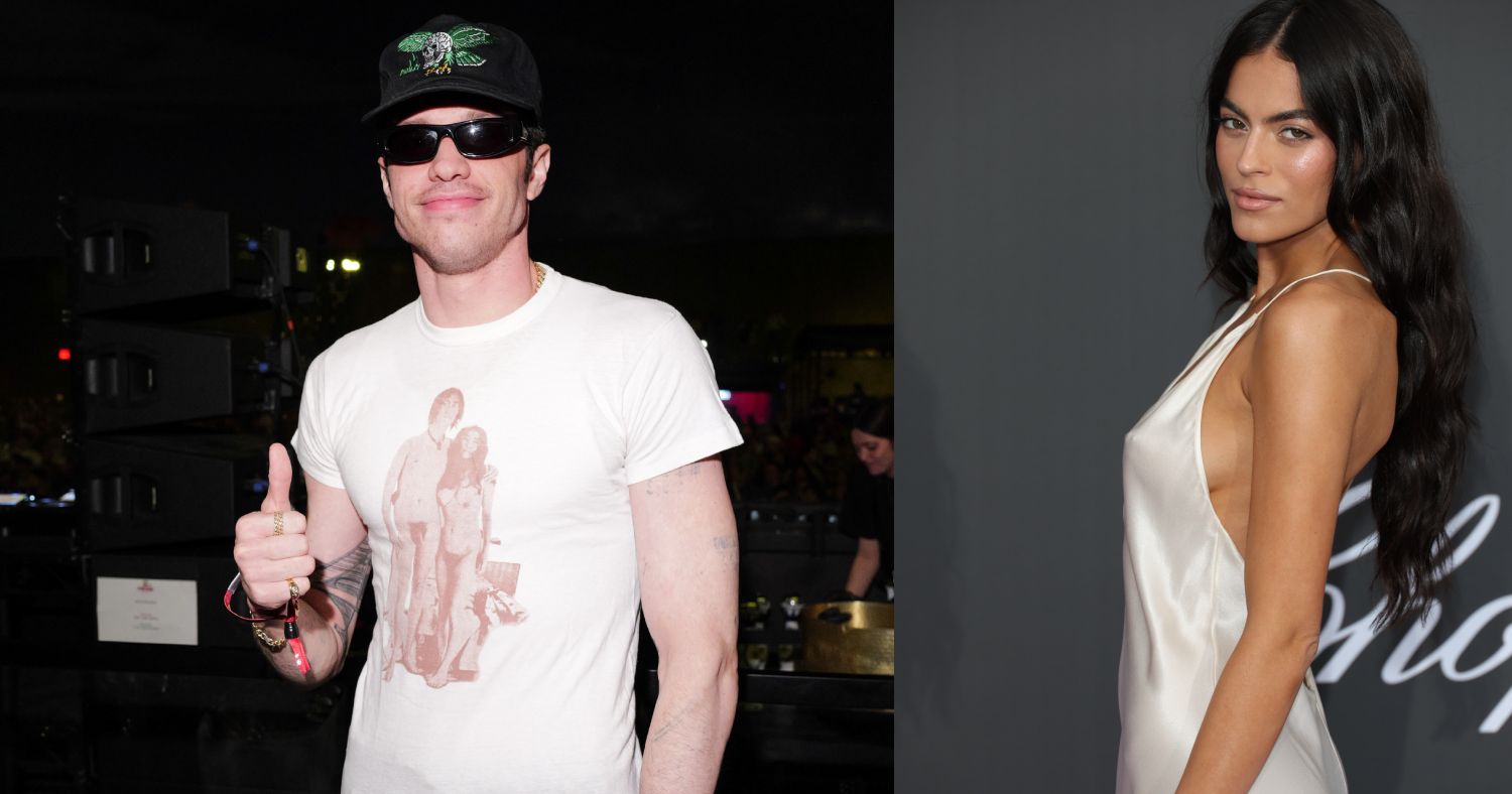 Two separate photos of Pete Davidson and Sarah Jane Nader