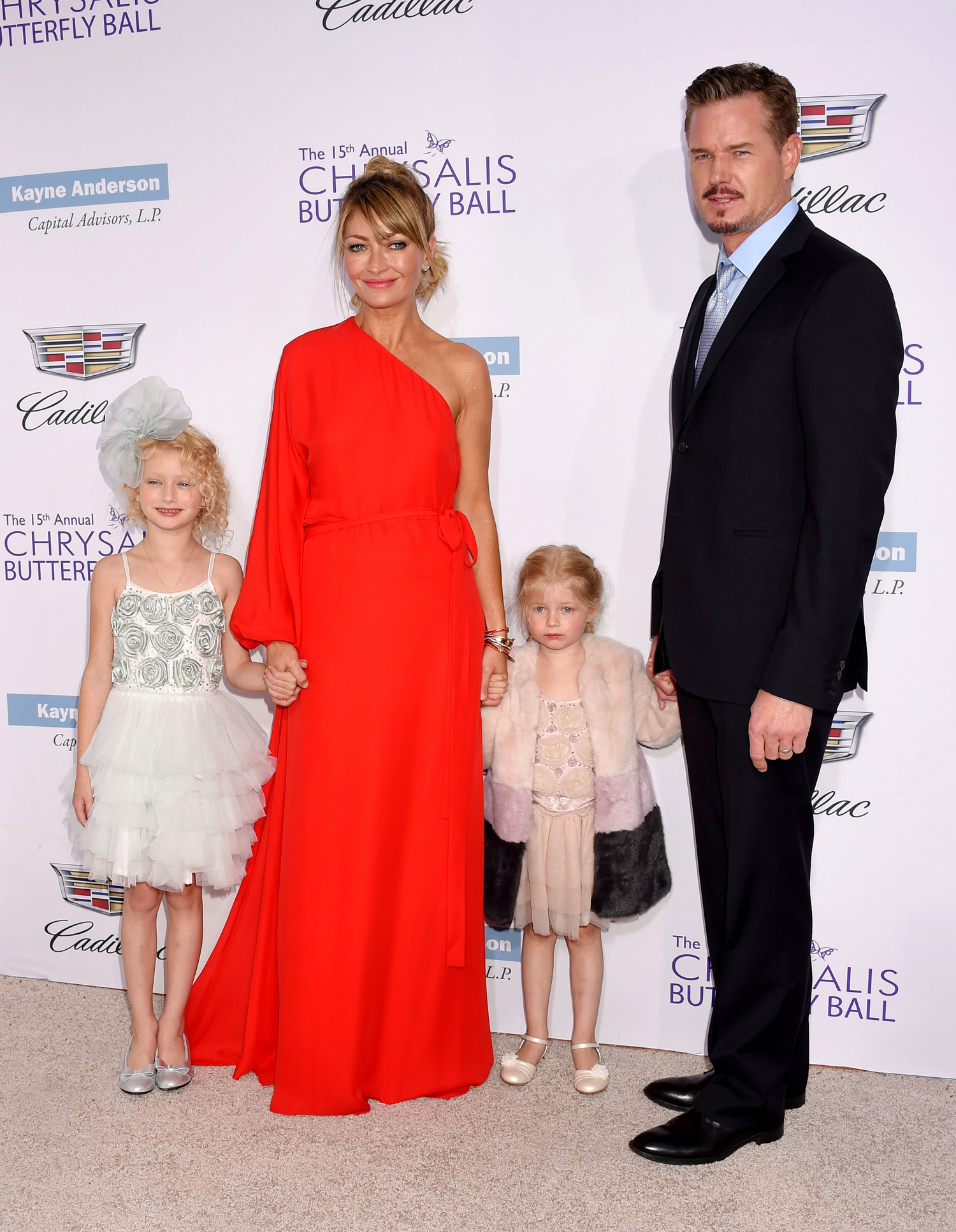 Actress Rebecca Gayheart-Dane, actor Eric Dane and their daughters Georgia Dane and Billie Beatrice Dane arrive at the 15th Annual Chrysalis Butterfly Ball, 6-11-16