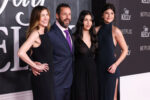 Jackie Sandler, Adam Sandler, Sadie and Sunny Sandler at the premiere of Jay Kelly on 11-25-26