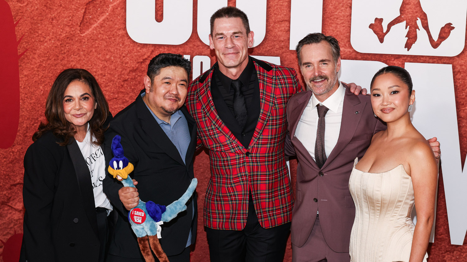 Candi Milo, Eric Bauza, John Cena, Will Forte and Lana Condor arrive at the Los Angeles Premiere Of Ketchup Entertainment's 'Coyote vs. Acme' held at Westwood Village Theater on August 26, 2026 in Westwood, Los Angeles, California, United States.
