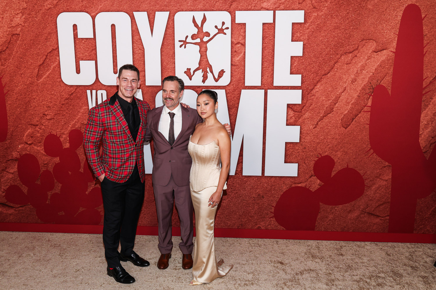 John Cena, Will Forte and Lana Condor arrive at the Los Angeles Premiere Of Ketchup Entertainment's 'Coyote vs. Acme' held at Westwood Village Theater on August 26, 2026
