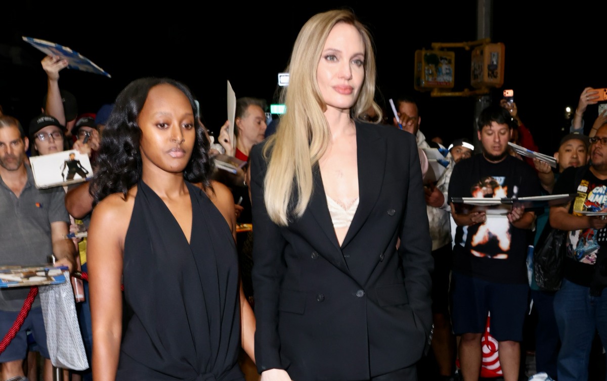 Angelina Jolie suited up in Tom Ford for a NYC screening with Zahara Jolie