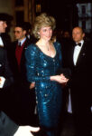 Prince Charles, Prince of Wales, and Diana, Princess of Wales, visit Vienna, Austria. At a gala performance of 'Love For Love' at the Vienna Burgh Theatre on April 14, 1986 Diana is weaing a dress by Catherine Walker