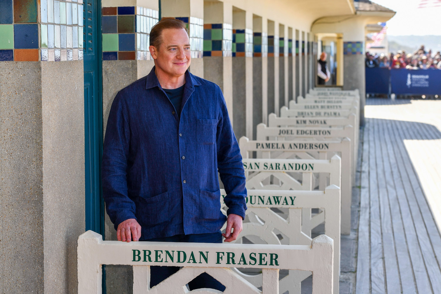 rendan Fraser inaugurates his beach cabin on the Deauville boardwalk during the 52nd American Film Festival on September 5, 2026