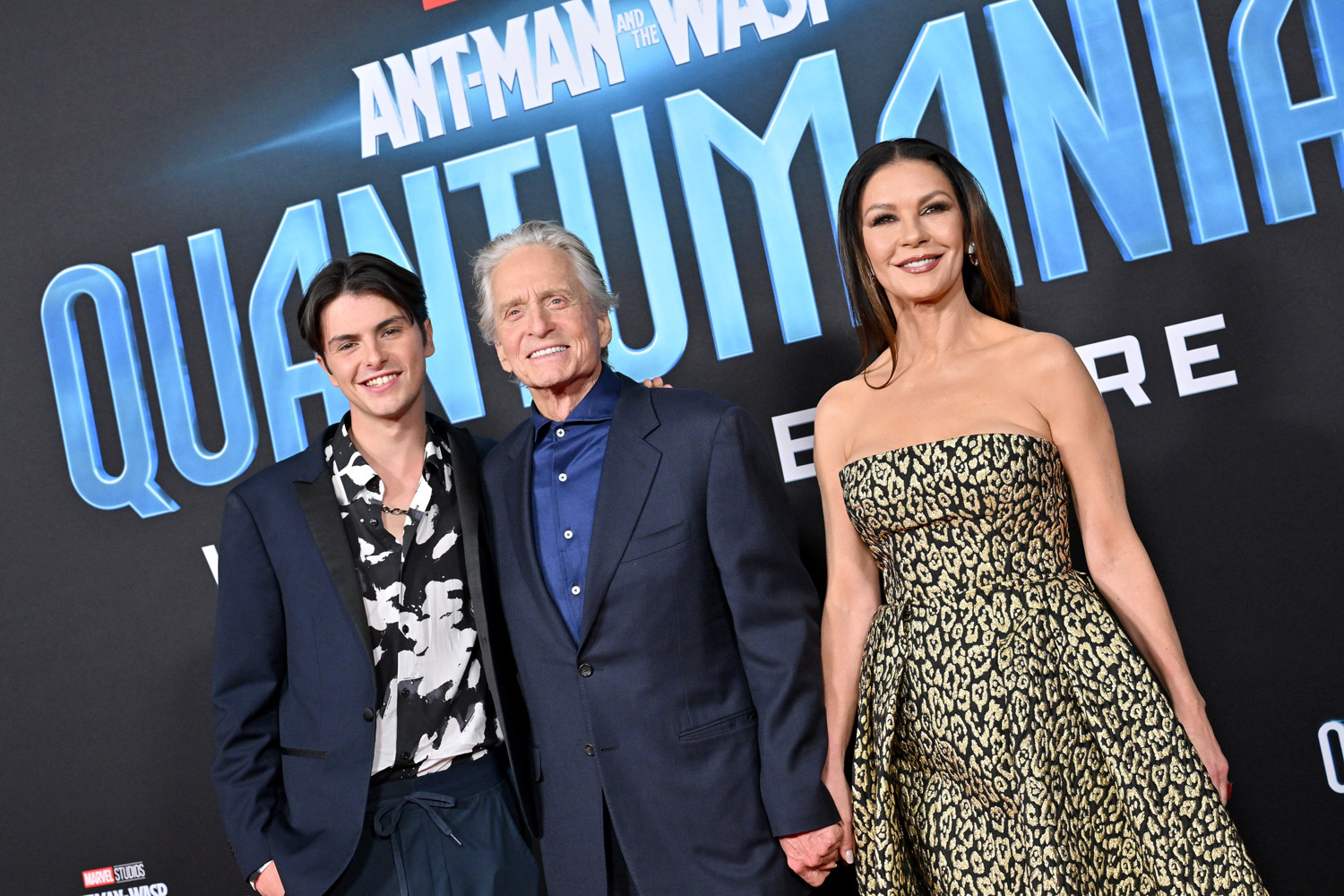 Dylan Michael Douglas, Michael Douglas, Catherine Zeta-Jones. Los Angeles premiere of Marvel Studios Ant-Man and the Wasp: Quantumania at Regency Village Theatre. 2-7-23