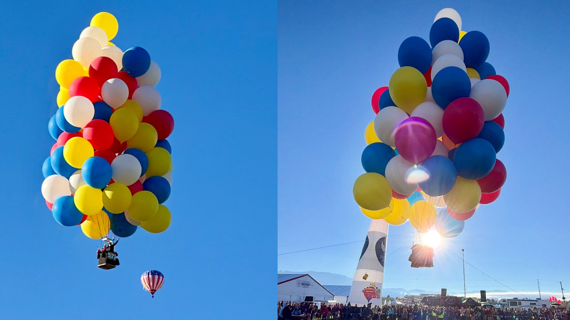 Two photos of the cluster balloon via Instagram