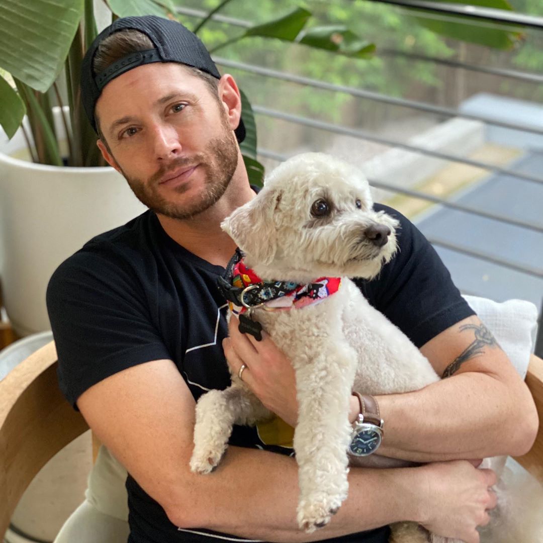Jensen and a dog in 2020