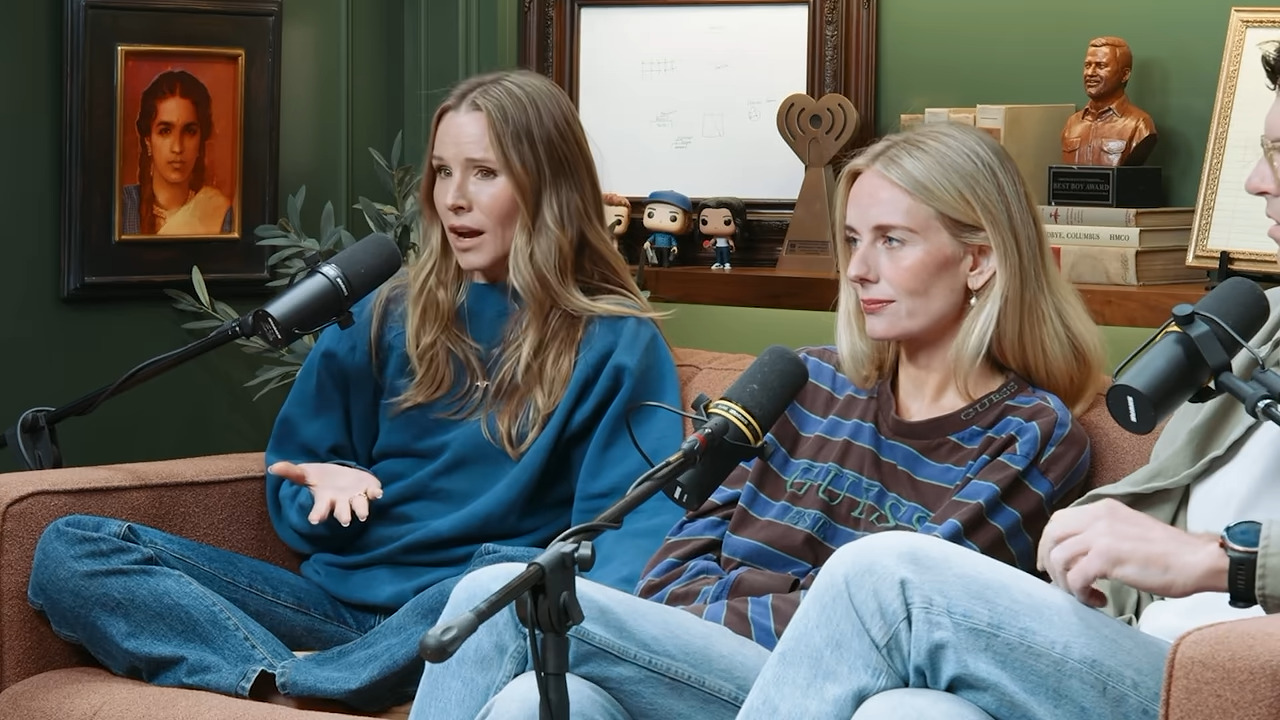 Kristen Bell and Justine Lupe on the Armchair Expert podcast